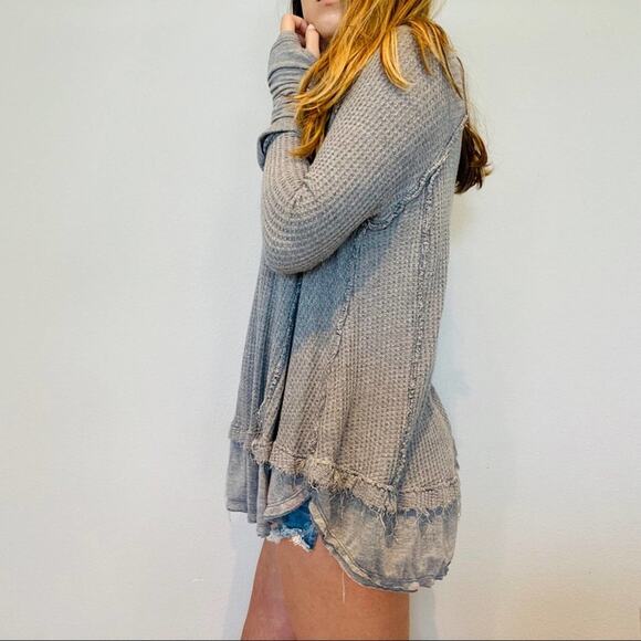 Free people gray oversized distressed thermal - Picture 8 of 11